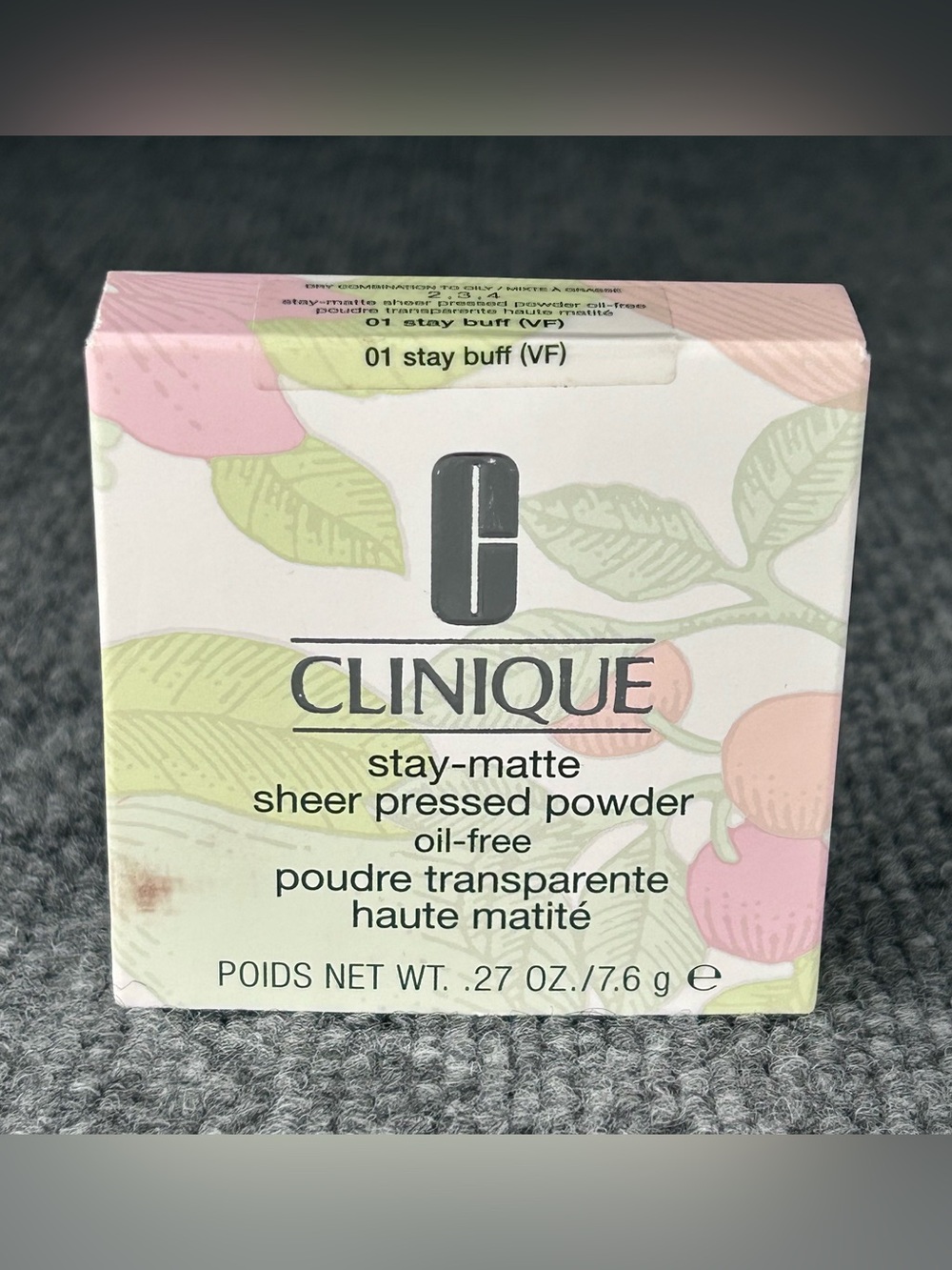 Clinique 01 STAY BUFF Stay-Matte Sheer Pressed Powder Oil Free ~ Full sz ~ NIB.